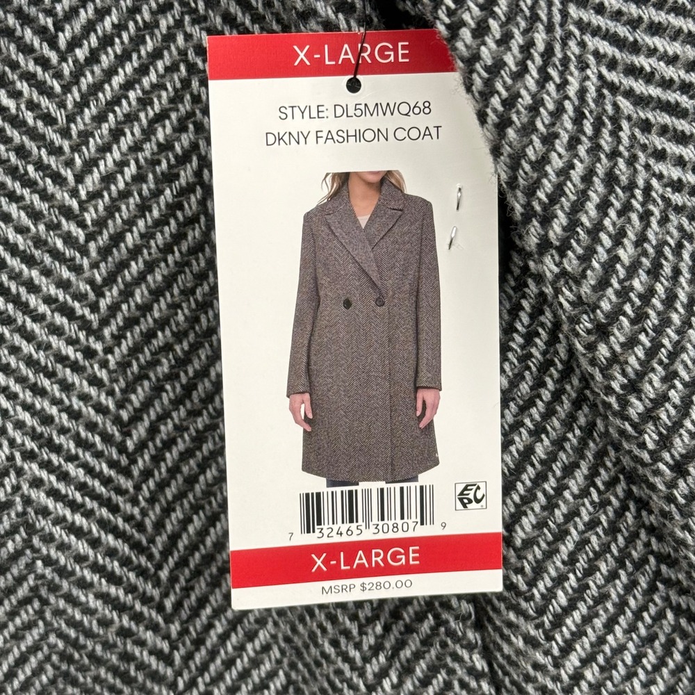 DKNY Women's‎ Herringbone Double Breasted Wool Blend Coat XL - Picture 12 of 16